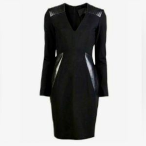 Yigal Azrouel Black Dress with Leather Detailing Size 6 LBD